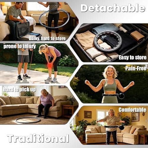 Argvsde Weighted Hula Infinity Fitness Hoop for Adult Weight Loss, 2 in 1 Smart Fitness Workout Hula Circle Hoops with 28 Detachable Knots, Exercise Fit Hoop Suitable for Women and Beginners thumbnail 5