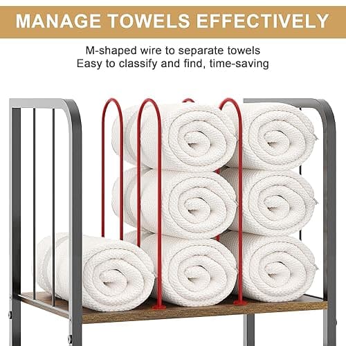 Towel Rack Free Standing 3-Tier M-Shaped Detachable Dividers, Durable Metal Towel Holder for Bathroom, Pool Towel Rack, Space-Saving Towel Storage Organizer, Modern Bath Towel Shelf Patent Pending thumbnail 4