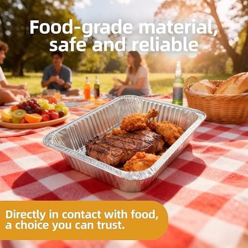 BondOnLum Aluminum Foil Pan with Lids, 9×13 Half Size Pans, Disposable Foil Pans for Roasting, Catering, Picnic or Holiday needs (30 Pack w/Lids) thumbnail 7