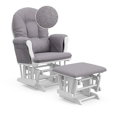 Storkcraft Hoop Custom Glider and Ottoman, White/Slate Gray Swirl thumbnail 12
