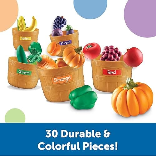 Learning Resources Farmer's Market Color Sorting Set - Play Food for Kids, Toddler Learning Toys, Grocery and Kitchen Play Toys thumbnail 3