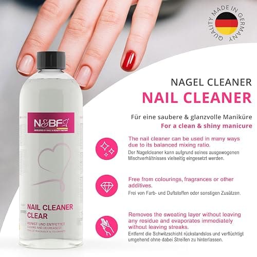 NAILS FACTORY | N&BF Nagel Cleaner Set 1000ml | Dispenser Pumpflasche | 1000 Zelletten Cellulose Pads (2 Rollen à 500 Stück) | 70% Isopropanol-Alkohol isopropylalkohol 1L | für Gelnägel | (Blau 150) thumbnail 3