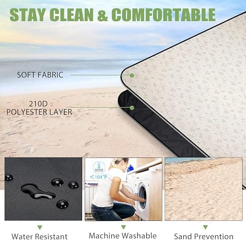 Picnic Outdoor Blankets Waterproof Extra Large - Beach Mat Sand Free Foldable with Carry Strap | Portable Camping Blanket | Park Blanket for Grass Park, Hiking, Travel, Concerts, Indoor(Multi Flower) thumbnail 5