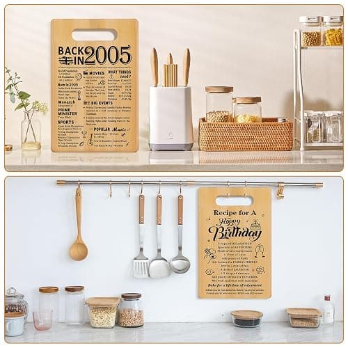 21st Birthday Gifts for Her Women,Back in 2005&Recipe for A Happy Birthday Double Sided Cutting Board Present for Women Men,21st Bday Gift Ideas,Cool Presents for 21 Year Old Woman thumbnail 4