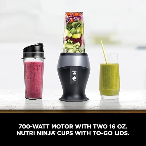 Ninja Fit Compact Personal Blender, Portable Blender for-Smoothies, Shakes, Food Prep, and Frozen Blending, 700-Watt Base, (2) 16-oz. Cups and Spout Lids, Black QB3001SS thumbnail 3