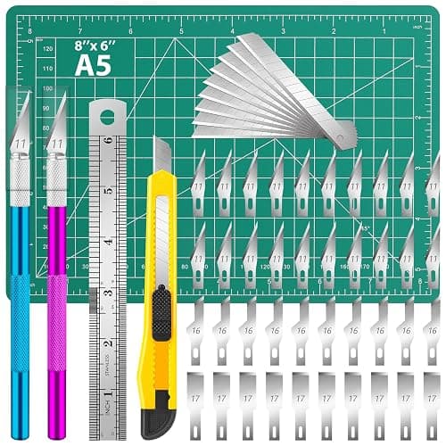 DIYSELF Exacto Knife Set, 2 Pcs Craft Knife with 40 Pcs Hobby Knife Replacement Blades, Hobby Knives Kit for Scrapbooking, Stencil, Fondant, Paper, Sharp Precision Knives for Art Carving - Image 1