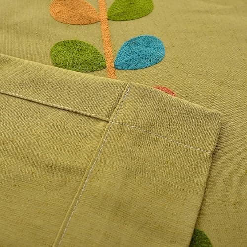 VOGOL Linen Curtains 84 Inch Length, Colorful Leaves Embroidered Window Drapes for Living Room/Dining Room, Top Grommet, W52 X L84, 2 Panels thumbnail 8