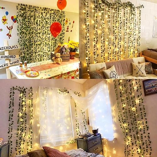 LED Ivy String Lights Artificial Ivy Leaf with Copper String Lights Ivy Garland with Lights Hanging Fake Greenery Vine Ivy for Bedroom Office Wedding Holiday Party Garden Patio Decor (2 Meters) thumbnail 4