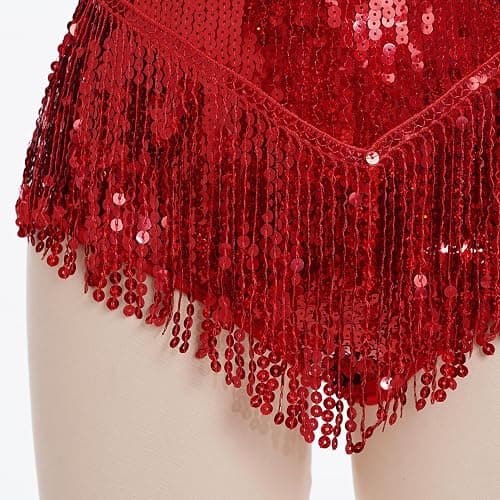 IDOPIP Women Sequin Fringe Bodysuit Sparkly Tassel Leotard Romper Women's Latin Dance Dress Sexy Festival Rave Party Outfits thumbnail 6