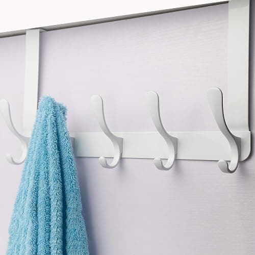 SKOLOO Over The Door Hook, Door Hanger Hooks for Hanging Clothes, Towels, Coats, Hats, Over The Door Towel Hook - White, Assembly Required thumbnail 4