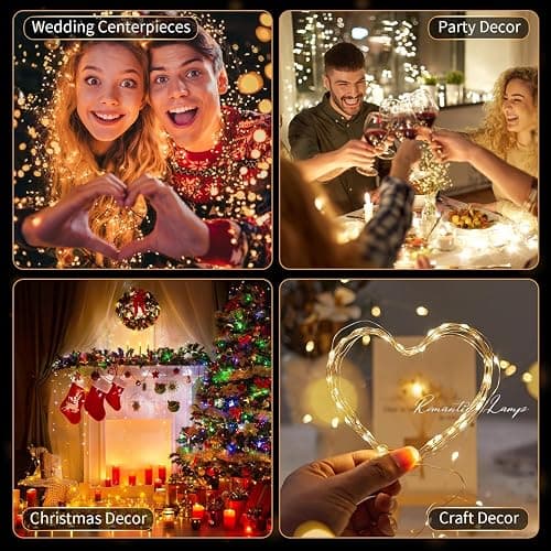 4 Pack LED Fairy Lights Battery Operated 20FT 60 LEDs Silver Wire String Lights Twinkle Lights Starry Fairy Lights for Bedroom Christmas Wedding Party Indoor Outdoor Decorations, Warm White thumbnail 8