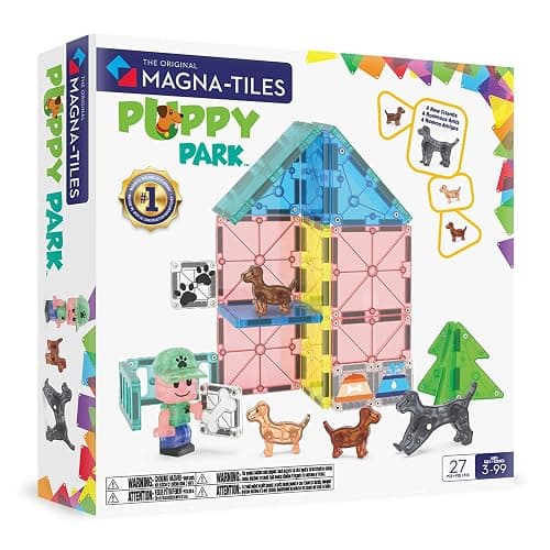 MAGNA-TILES Puppy Park 27-Piece Magnetic Construction Set, The Original Magnetic Building Brand - Image 1