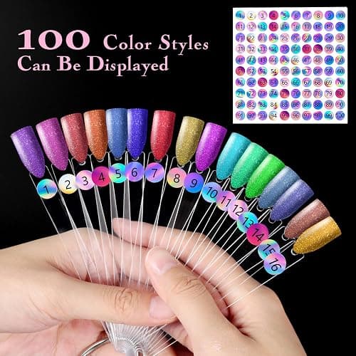 AiQInu 100 Stück Nagel Display, Nail Art, Transparent Farbe Karte Platten Nagellack Display Ring Sticks, Nagel Display Salon Übungen thumbnail 2