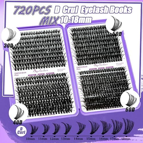 DNSGOOR DIY Extension Kit 840Pcs D-Curl Lash Clusters, Mirror Storage Box, Bond & Seal Glue Remover, Tweezers, Brush Applicator thumbnail 3