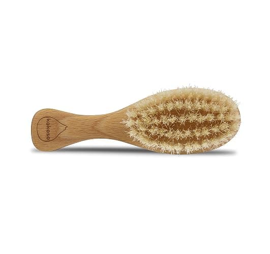 Kokoso Baby - Wooden Brush, Natural Baby Hair Brush - Made with 100% Natural Boar Bristle, for Babies & Toddlers - Gentle on Delicate Hair - Comes with a Jute Bag, Plastic Free thumbnail 2
