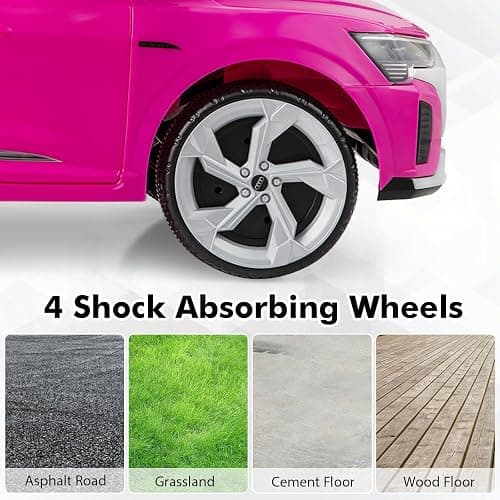 Licensed Audi SQ8 Ride on Car by INFANS, Battery Powered Electric Vehicle for with Remote Control, Adjustable Music, LED Lights, Suspension, Driving Toy Gift for Kids Toddler Age 3+ (Pink) thumbnail 9