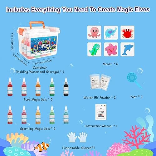 Kiditos Magic Water Elf Toy Kit–Squishies for Kids, 10 Gels & 6 Molds, Magic Gel Water Pets Sensory Toy, Fun DIY Craft Kit, Party Favors, Birthday & Christmas Gifts for Kids Ages 3+ thumbnail 7