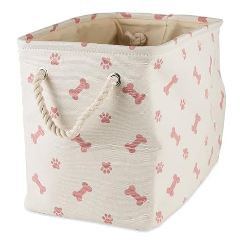Bone Dry Pet Storage Collection Paw and Bone Print, Small Rectangle, 14x8x9", Rose - Image 1