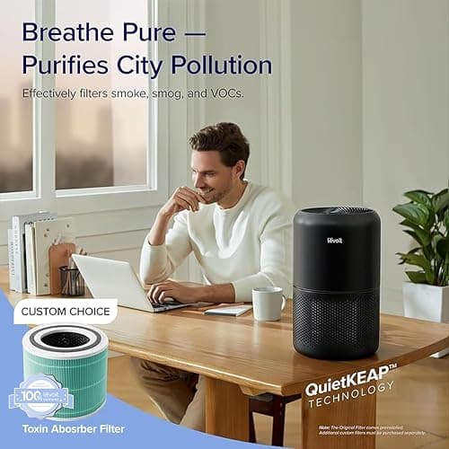 LEVOIT Air Purifier for Home Allergies Pets Hair in Bedroom, Covers Up to 1095 ft² by 56W High Torque Motor, 3-in-1 Filter with HEPA Sleep Mode, Remove Dust Smoke Pollutants Odor, Core300-P, Black - Black - Air Purifier thumbnail 4
