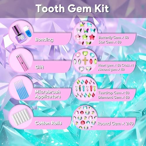 400 Pieces Brilliant Crystal Tooth Gem Kit for DIY Sparkling Smile Jewelry Making Kits thumbnail 2