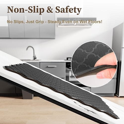 Arenarug Upgrade Scalloped Embossed Kitchen Mats for Floor 2PCS Cushioned Anti Fatigue Waterproof Foam Kitchen Rugs Non Slip Washable Comfort Standing Mat for Office Sink Laundry, Black thumbnail 4