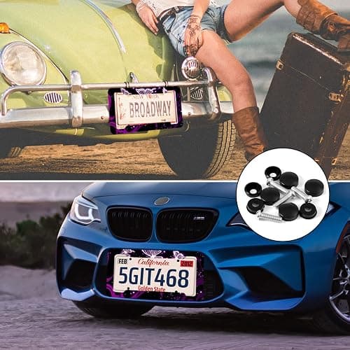 Tallew Butterfly Seat Full Set for Women Butterfly Universal Car Accessories Rubber Steering Wheel Cover License Plate Frame Mirror Covers 26 Pcs Fit Car SUV Auto(Purple Style) thumbnail 6