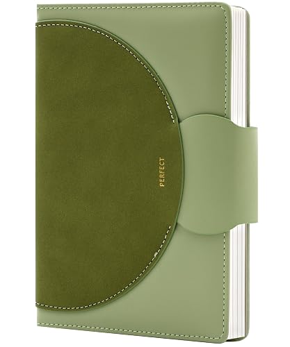 CAGIE Lined Journal for Women, 100GSM Leather Journals for Writing with Buckle Closure,A5 Hardcover Diary Journaling Notebooks for Business Work School Note Taking 5.9" x8.59 (Green) - Image 1