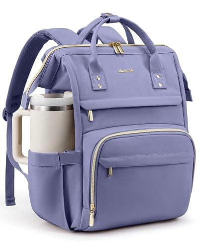 LOVEVOOK Laptop Backpack for Women with Giant Tumbler Holder Pocket,15.6 inch Waterproof Travel Backpack Purse Computer Laptop Bag,Professional Work College Nurse Teacher Backpack Daypack,Grayish Blue - Image 1
