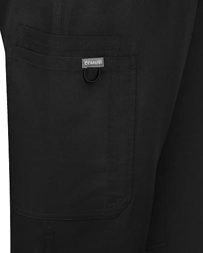 COMENII Scrubs for Women, Knit Yoga Waistband Straight Leg Cargo Pants, Classic Fit Womens Scrubs Pants thumbnail 6