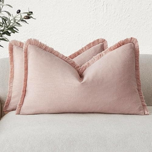  Linen Fringe  Throw Pillow - Image 1