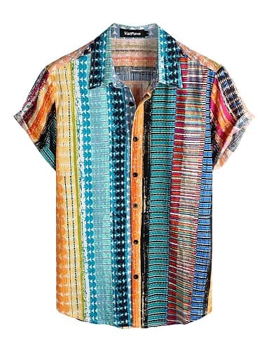 VATPAVE Mens Casual Hawaiian Floral Shirts Short Sleeve Button Down Tropical Shirts Beach Summer Shirts - Image 1