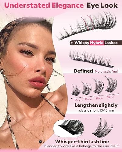 Goddvenus Lash Clusters Kit Wispy Cluster Eyelash Extensions Kit Natural DIY Lash Extension Kit 10-16mm Eyelashes Clusters 180pcs C Curl Individual Lashes Cluster Eyelash (No Tweezers) thumbnail 4