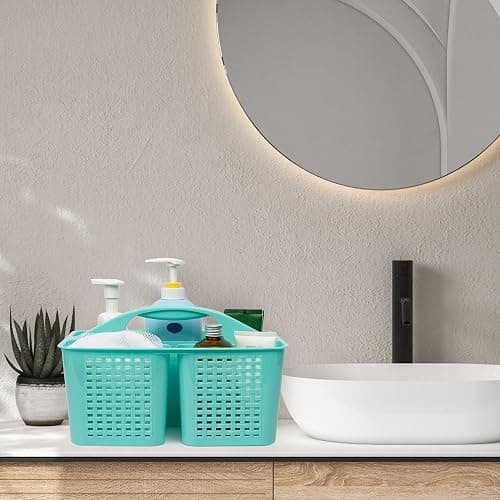 Tiawudi Portable Shower Caddy, Caddy Organizer with Handle, Plastic Shower Basket Hold Soap, Shampoo, Hair Supplies and Beauty Products, Cleaning Supplies Organizer for Home, Dorm, Shelf and Cabinet thumbnail 7