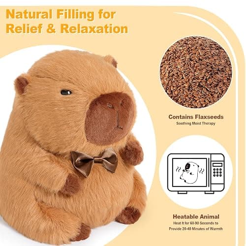 Ditucu Original Capybara Microwavable Weighted Stuffed Animal 2 Lbs Heated Capibara Plush for Warmth Comfort Period Cramps Pain Plushies Toys Gifts for Kids Dark Brown 9 inch thumbnail 5