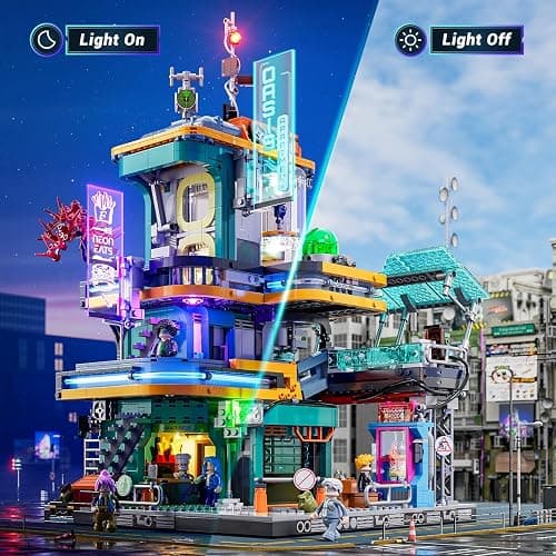 FUNWHOLE Cyberpunk Mansion Lighting Building-Bricks Set - 2524 Pcs Future City Modular Buildings Set Display Idea for Adults and Sci-fi Lovers thumbnail 5