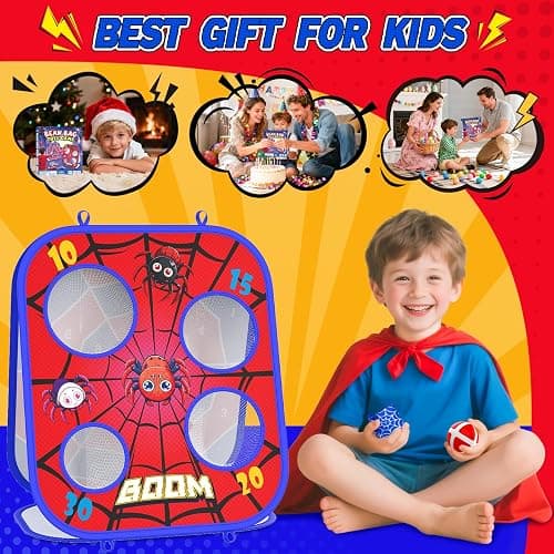 Spider Bean Bag Toss Game, 3-in-1 Cornhole Board Outdoor Toys for Kids, Family Party Activity Toddler Yard Backyard Beach Lawn Party Camping Game Toys for 3 4 5 6 7 8 Year Old Boys Girls Birthday Gift thumbnail 8