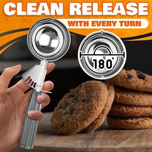4 oz Ice Cream Scoop with Trigger Release #8 – Stainless Steel Versatile Tool for Baking, Cookies and Desserts Spoons, Dishwasher-Safe, Ergonomic Design, Great as Christmas Gifts for Dessert Lovers thumbnail 6