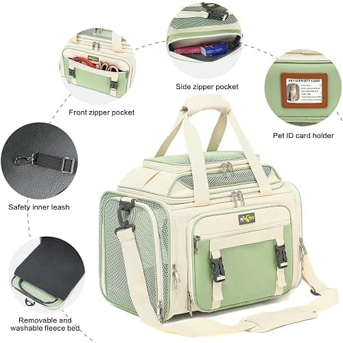 Airline Approved Travel Soft Carrier for Small cat/Dog/pet | Collapsible with Expandable Top and Sides. Kitten Mesh Puppy Carry Bag,18x11x11Delta/ United/American Airlines thumbnail 4