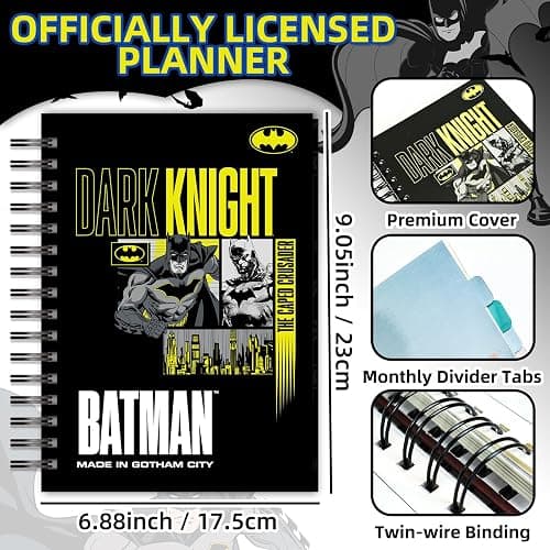 Batman 2026 Planner – Superhero Undated Daily Weekly & Monthly Planner with Calendar & Holiday Tracker, Monthly Tabs, Habit Tracker, 12 Months Spiral Agenda Book for Office School Gift Supplies thumbnail 3
