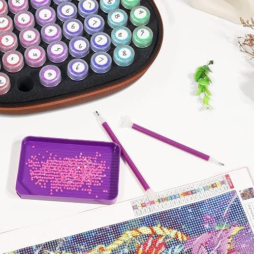 ZORETCO Diamond Painting Storage Containers,60 Slots Diamond Painting Kits,5D Diamond Painting Accessories and Tools for Art Jewelry Bead Rhinestones Organizer thumbnail 6