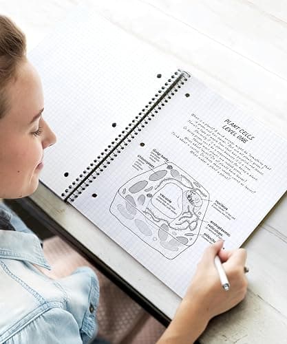 Dunwell Graph Paper Notebook 8.5 x 11 (Blue) Plastic Cover, 100 Sheets (200 Pages), 4x4 Squares, 1 Subject Graph Paper Spiral Notebook, 1/4" Grid, Pocket Divider, Easy Tear-Off, 3-Hole Punched | 100 Sheets (200 Pages), 1-Subject Graph Paper Spiral Notebook, 4x4 Squares, Pocket Divider, 3-Hole Punched Pages thumbnail 8