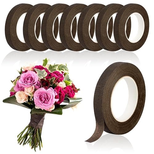COIDEA 8 Rolls Floral Tape, 1/2" Wide Flower Tape, Brown Floral Tape | Adhesive Florist Tape for Floral Crafts, Fresh Flower, Bouquet Floral Arranging Stem Wrapping, Wedding, 30Yard - Image 1