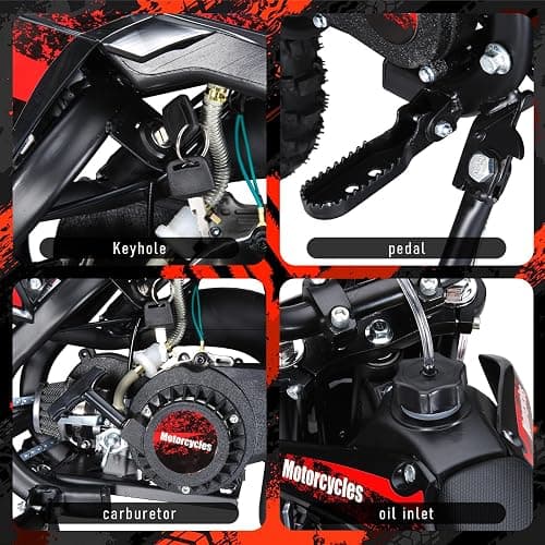 NEREIDS NET 50cc 2-Stroke Pro-Level Kids Dirt Bike | 330LBS Heavy Duty Gas Motorcycle w/Hydraulic Disc Brakes & Suspension | 25MPH Off-Road Beast | CPC Motocross Bike with 3X Durable Alloy Frame thumbnail 4