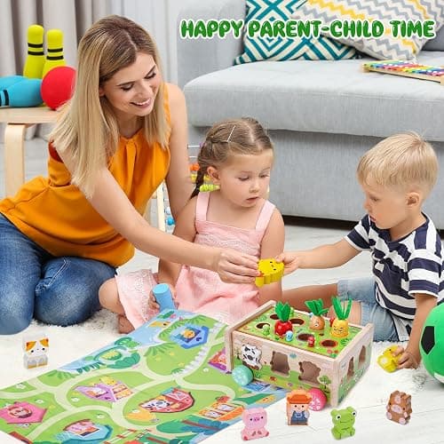 Toddler Montessori Wooden Farm Toys | Babies 12-18 Months Toy with Game Map for 1 2 3 Year Old Boys Girls | 1st First Birthday Gifts for 1-2 Years | Wood Learning Educational Toys Fine Motor Skills thumbnail 2