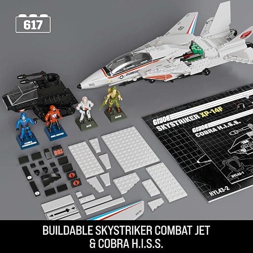 ​MEGA G.I. Joe Action Figures Building Toys, Skystriker XP-14F vs. Cobra H.I.S.S. with 617 Pieces, 4 Poseable Characters, for Collectors thumbnail 3