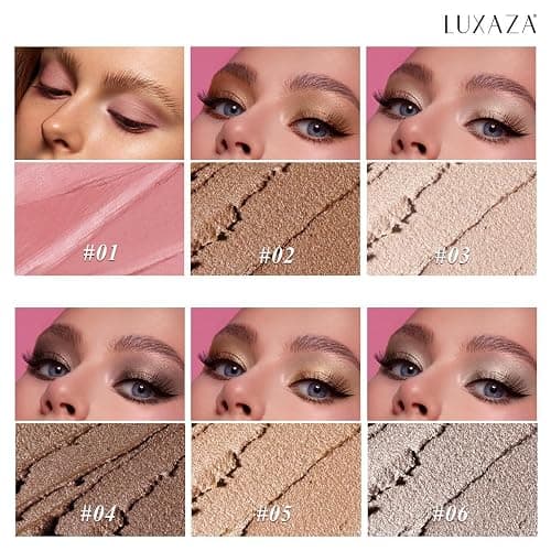 LUXAZA PRO Neutral Eyeshadow Stick Makeup 6PCS Set, Brown Nude Metallic Shimmer Matte Cream Eye Shadow Palette Eyeliner Brightener Pencil Crayon, Halloween Makeup - BROWN CANYON thumbnail 2