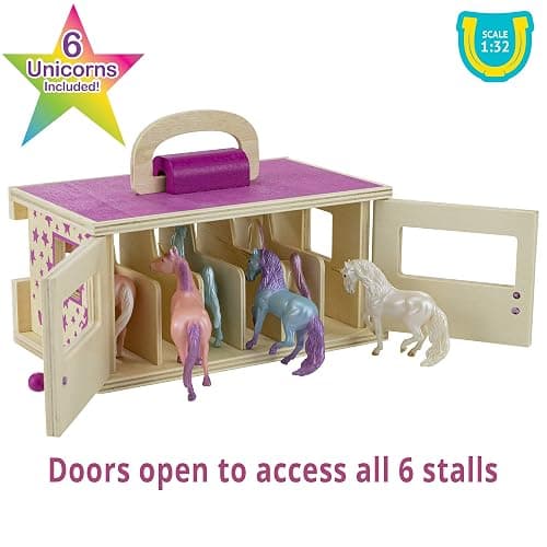 Breyer Unicorn Magic Wooden Carry Stable Playset with 6 Unicorns – Unicorn Gifts for Girls | Toys for Kids Ages 4–8 | Hand-Painted Horses in Carrying Case | Imaginative Play Set thumbnail 6