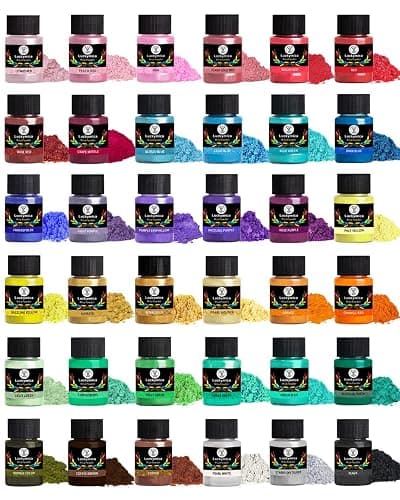Luckymica Mica Powder, 36 Colors Pearlescent Pigment Powder for Epoxy Resin, 360g Pearl Pigment Set​​ for Soap Making, Bath Bomb, Candle Making, Art Crafts, Lip Gloss, Nail Polish, Dye - Image 1