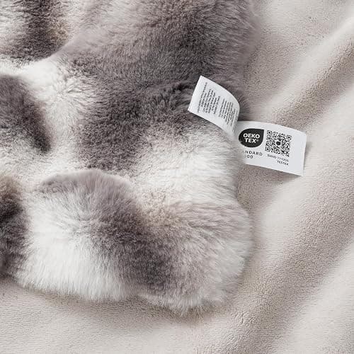 Amélie Home Faux Fur Throw Blanket for Couch, Ultra Soft Fuzzy Plush Bubble Throw for Sofa, Living Room & Home Decor, 50"x60", Tie-dye Grey thumbnail 7