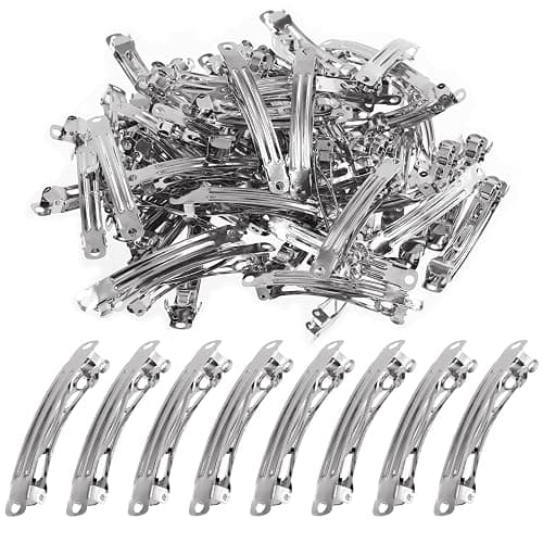 Wokape 100Pcs 2.36" French Barrette Hair Clips, Metal Hair Clips for DIY Bow Streamer Craft Clip - Image 1